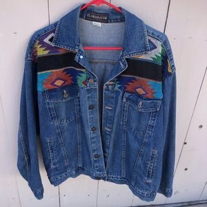 XL Denim jacket with embroidered panels
